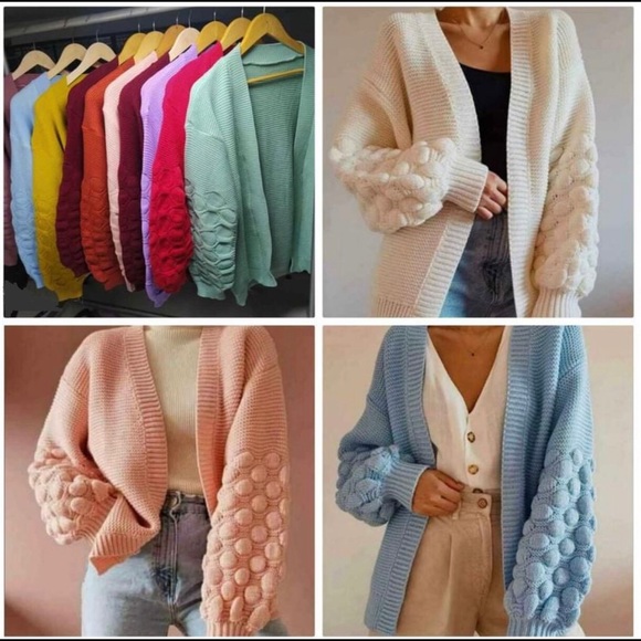 Chunky Knit Bobble Cardigan Sweater - Picture 11 of 11